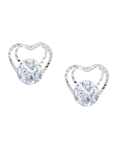 Korean Made Cubic Zirconia Heart Dailywear Stud Earring For Women (KTWJESS111830)